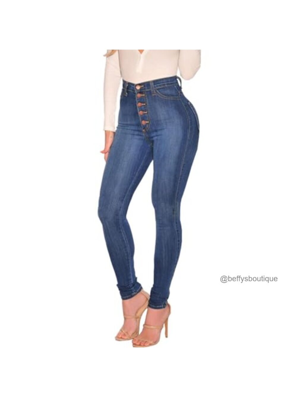 High Waist 5 Button Push Up Butt Lift Skinny Stretch Jeans